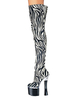 Frauen Sexy Stiefel Plattform Stripper Schuhe Zebradruck Spool Heel Rave Club Oberschenkel Hohe Stiefel