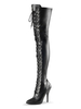 Frauen Sexy Stiefel Pointed Toe Zipper Pailletten Stiletto Heel Rave Club Schwarz Silber Oberschenkel Hohe Stiefel