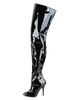 Frauen Sexy Stiefel Pointed Toe Zipper Pailletten Stiletto Heel Rave Club Schwarze Oberschenkel Hohe Stiefel