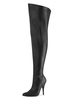 Frauen Sexy Stiefel Pointed Toe Zipper Pailletten Stiletto Heel Rave Club Schwarze Oberschenkel Hohe Stiefel