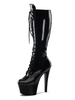 Frauen Sexy Stiefel Round Toe Lace Up Pfennigabsatz Rave Club Black Stripper Schuhe