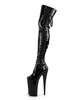 Frauen Sexy Stiefel Round Toe Zipper Reißverschluss Stiletto Heel Rave Club Schwarze Oberschenkel Hohe Stiefel