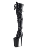 Frauen Sexy Stiefel Round Toe Zipper Reißverschluss Stiletto Heel Rave Club Schwarze Oberschenkel Hohe Stiefel