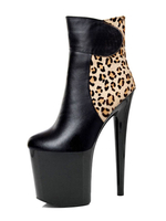 Frauen Sexy Stiefel Schwarz Plattform Mandel Leopard Stöckel Absatz Stiefeletten High Heel Booties