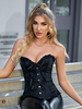 Frauen Sexy Tube Schwarz Trägerloses Polyester Gohic Top
