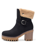 Frauen Shearling gefütterte Stiefel Round Toe 3.1 "Block Heel Booties