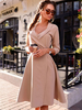 Frauen Skater Dress Turndown Kragen Dreiviertel Ärmel Herbst Kleid