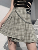 Frauen Skater Kleider Ketten Plaid Muster Layered Casual Flared Minirock Sommer Short Dress
