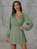 Frauen Skater Kleider Polyester Salbei Lässig Langarm Ausgestelltes Kleid Midi Tunika Kleid