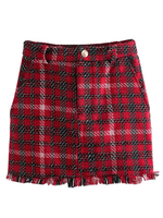 Frauen Skir Burgund Plaid Polyester Short Bottoms