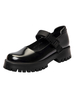 Frauen Slipper Runde Zehen Chunky Heel Casual Marry Jane Leder Damenschuhe
