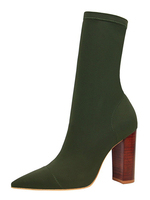 Frauen Socke Stiefel dehnbar Spitz Chunky Heel 3;7 "Booties