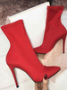 Frauen Socken Stiefel Rot Polyester Spitz Pfennigabsatz 4.7 "Stiefeletten