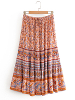 Frauen Sommerkleid Orange Polyester Bedrucktes Polyester Midi Beach Kleid