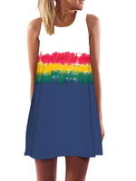 Frauen Sommerkleid U-Ausschnitt Ärmelloses Kurzschichtkleid