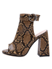 Frauen Sommerstiefel Peep Toe Backless Snake Print 4;3 "Chunky Heel Booties