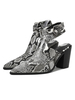 Frauen Sommerstiefel Spitzspitze Schnalle Snake Print Blockabsatz Stiefeletten