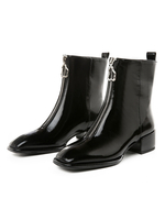 Frauen Stiefeletten Echtes Lackleder Karree Block Ferse 1;6 "Booties