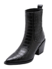Frauen Stiefeletten Krokodildruck Spitz Chunky Heel Fashion Boots