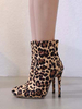 Frauen Stiefeletten Leopard Wildleder oberen spitzen Zehen Pfennigabsatz 4.7 "Booties