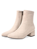 Frauen Stiefeletten Micro Suede Schwarz Spitz Low Chunky Heel 2 "Booties