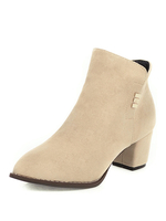 Frauen Stiefeletten Micro Wildleder Mandel Toe Zipper Chunky Heel 2.2 "Booties