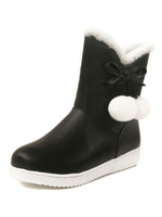 Frauen Stiefeletten Pelzbesatz Für Weihnachten Pom Poms Flache Booties