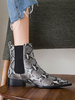 Frauen Stiefeletten Python Rindsleder Pointed Toe Puppy Heel Booties