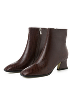 Frauen Stiefeletten Rindsleder Croco Pirnt Square Toe 2.4 "Stiefel