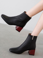 Frauen Stiefeletten Rindsleder Echtleder Karree 2 "Block Heel Booties