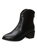 Frauen Stiefeletten Round Toe Snake Print Welpen Ferse 2 "Booties