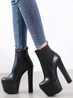 Frauen Stiefeletten Schwarz Round Toe Platform 6.3 "Booties