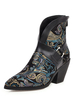 Frauen Stiefeletten Schwarz Spitz Bestickte Chunky Heel 3 "Booties