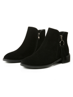 Frauen Stiefeletten Schwarz Wildleder Round Toe Chunky Heel 1.4 "Booties