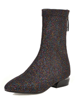 Frauen Stiefeletten Spitz Glitter Flache Booties