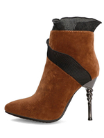 Frauen Stiefeletten Wildleder Spitz Pfennigabsatz 4.3 "Modern Booties