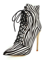 Frauen Stiefeletten Zebradruck Pfennigabsatz Spitz 3.9 "Stiefel
