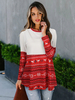 Frauen T-Shirt Langarm Bedruckte T-Shirts Rot Bedruckter Juwelenhals Baumwollmischung Herbst; Winter