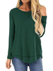 Frauen T-Shirt Langarm Hunter Green High Collar Polyester Sweater T-Shirt