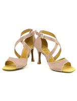 Frauen Tanz Schuhe High Heel Schnalle Kreuz vorne offene Schuhe Ballsaal
