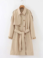 Frauen Trenchcoat Button Peacoat Belted Wintermantel