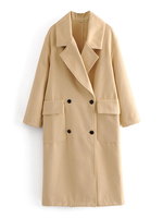 Frauen Trenchcoat Turndown Collar Khaki Mantel