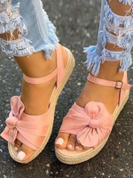Frauen Wedge Sandalen Chic Bögen Open Toe Terry Pink Slingbacks Heels