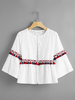 Frauen weiße Bluse böhmische lange Ärmel Baumwolle kurze Tops