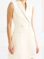 Frauen-weißes Blazer-Kleid mit Knöpfen Ärmellose Blazer-Jacke