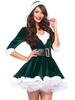 Frauen Weihnachten grün Polyester zweifarbige Weihnachtskostüme Feiertagskleid