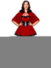 Frauen Weihnachtskleid Rot Schwarz Velour Hut Schärpe Polyester Zweifarbige Weihnachtsferien Kostüme Derss