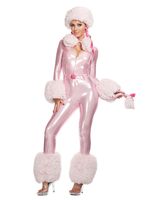 Frauen Weihnachtsoverall Hellrosa Leder Two Tone Holidays Pudel Kostüme
