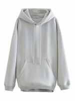 Frauen White Hoodie Langarm Baumwolle Wärme Erhaltung Kapuze Sweatshirt