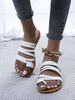 Frauen White Mules Open Toe Slip-On Flache Ferse PU Leder Sommer Flache Sandalen